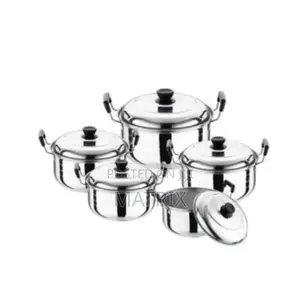 5pcs Serving Dishes High Grade Stainless Steel Soup Pot - Silver