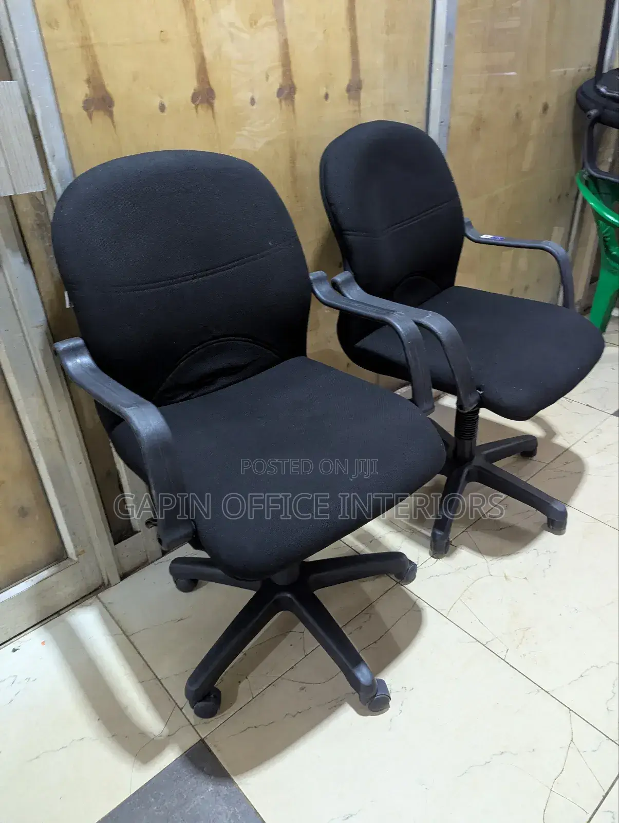 Swivelling Fabric Office Chairs, 2 Pieces