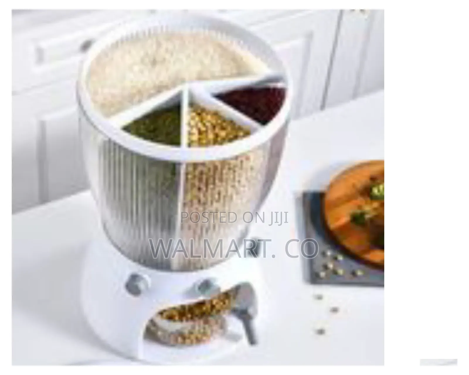 4 Grid Rotating Cereal Food Rice Bucket Storage Dispenser Box Organize