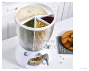 4 Grid Rotating Cereal Food Rice Bucket Storage Dispenser Box Organize