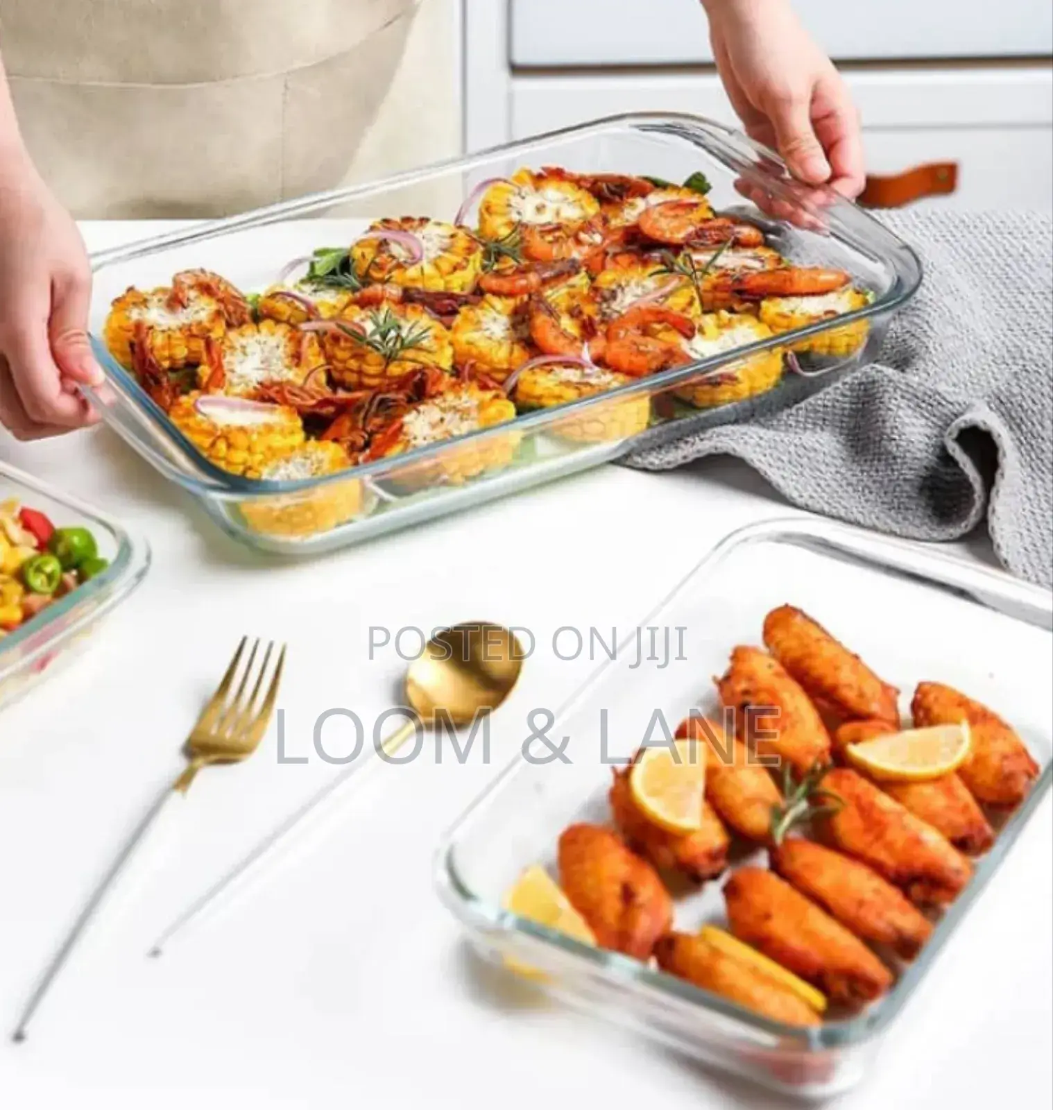 3pcs Rectangular Glass Casserole Dishes With Lid