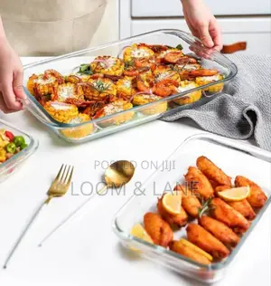 3pcs Rectangular Glass Casserole Dishes With Lid