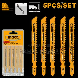 Ingco Jig Saw Blade For Wood - 74mm, 8tpi, Hcs, Milled, 5pcs/Set