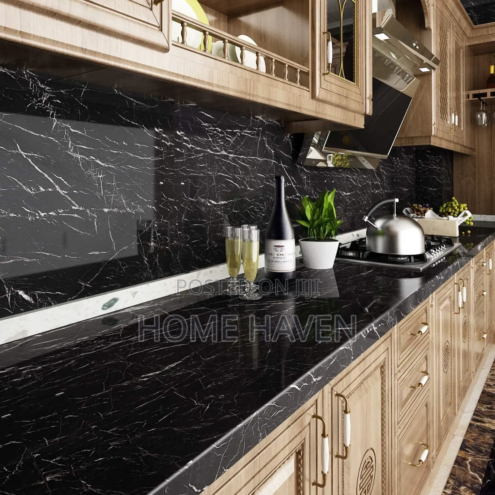 Self Adhesive Black Marble Water Proof Paper
