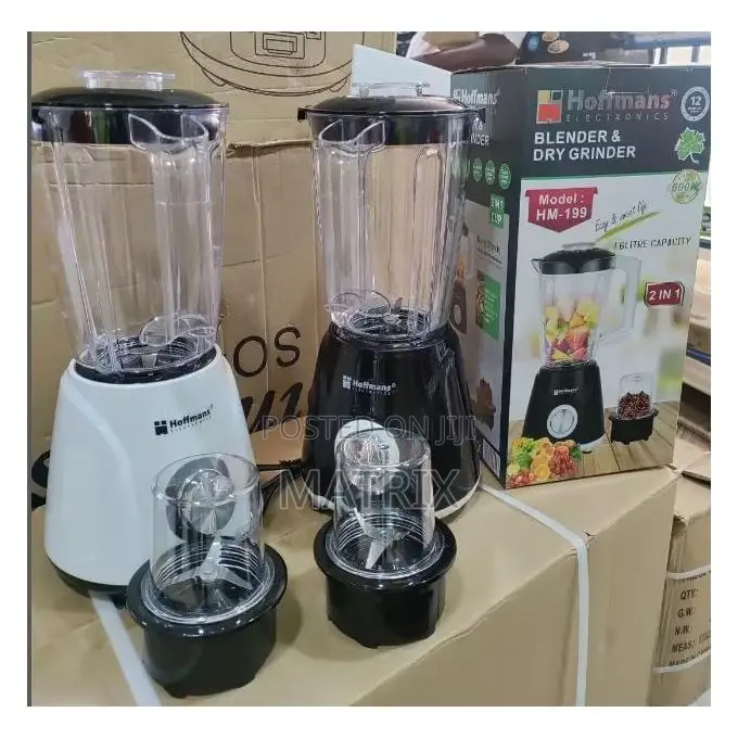 Hoffmans 1.6l Blender, Dry Grinder 2 in 1 Black, White