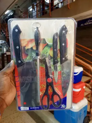 Knife Set With a Sharpener and Kitchen Scissors.