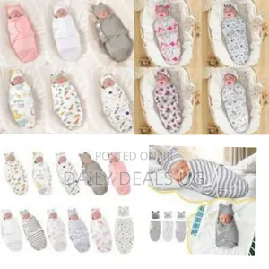1 Piece of Preemie Swaddle Blanket Wrap Set With Hat for Baby Boys
