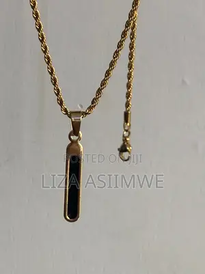 Men’S Gold and Black Inlay Bar Necklace