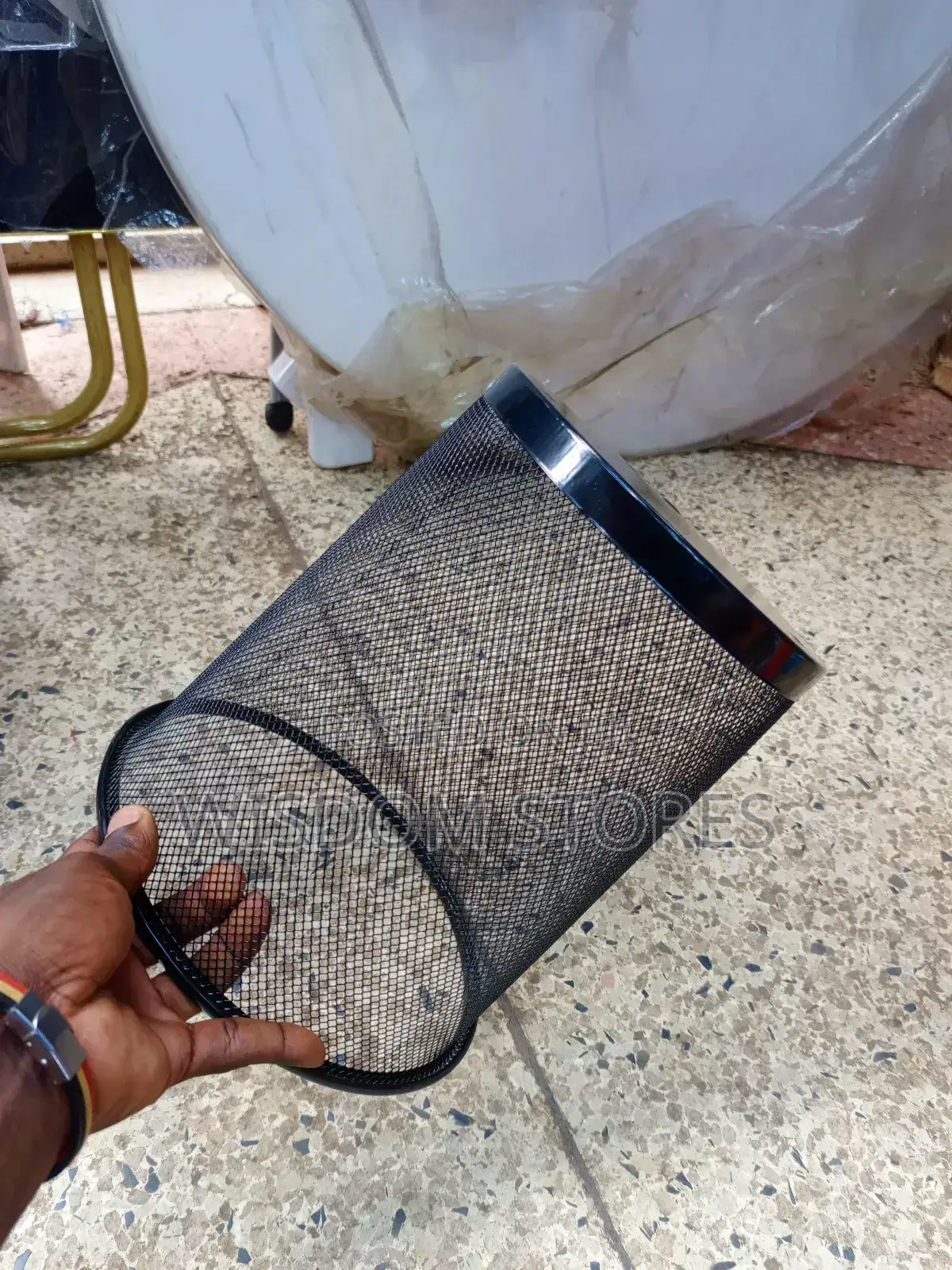 Office Dustbin With Metal Mesh- Small