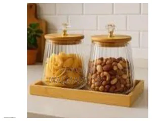 2 Piece Round Airtight Glass Storage Jar Canister With Lid