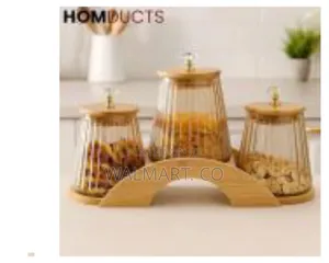 3 Piece Round Airtight Glass Storage Canister With Bamboo Lid