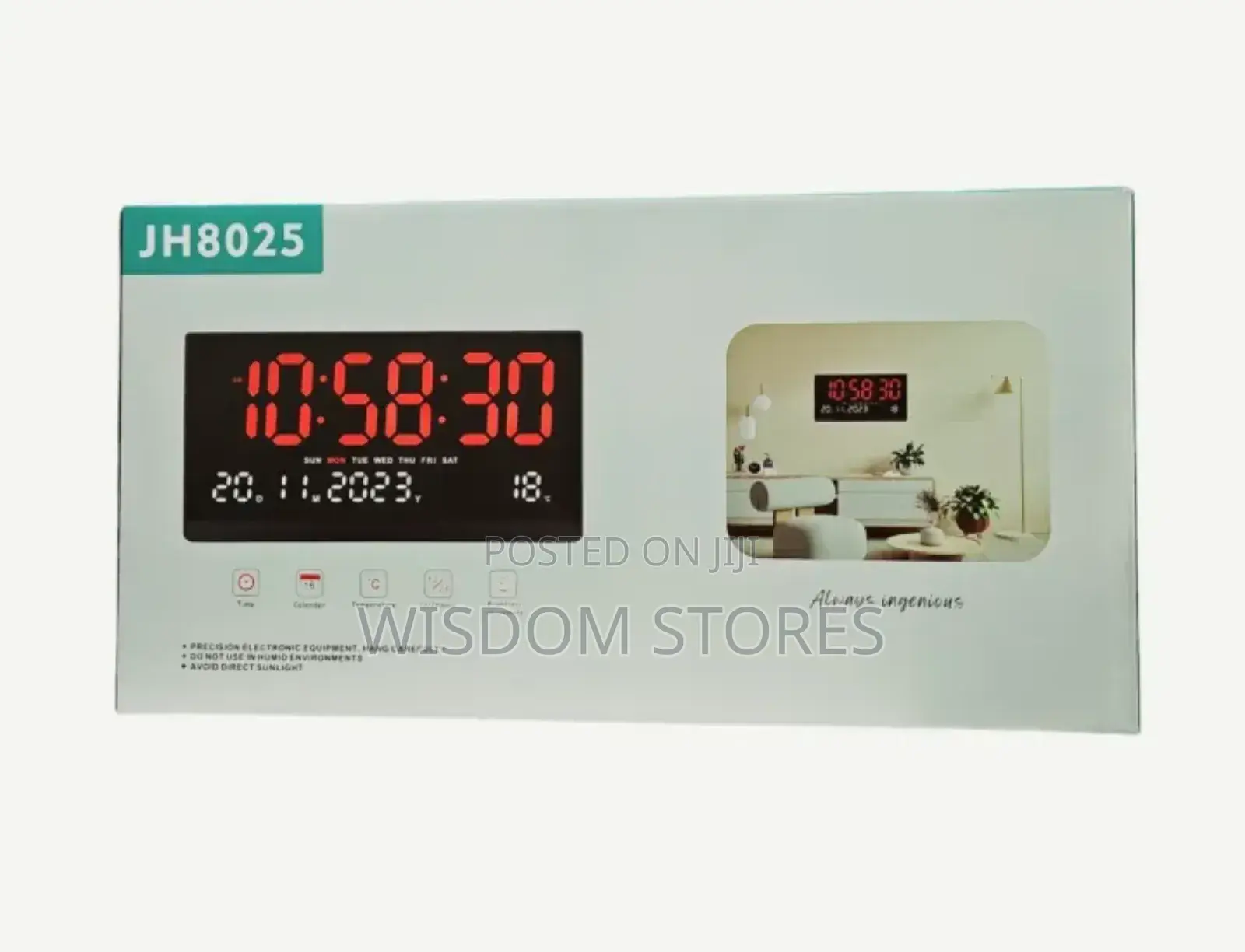 Jh-8025 Led Disital Calendar Green Wall Clock