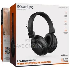 Porodo Soundtec Leather-Finish Wireless Stereo Headphone