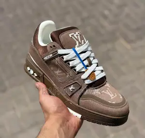 Original Classic Brown Denim Louis Vuitton Lv Trainer Sneakers