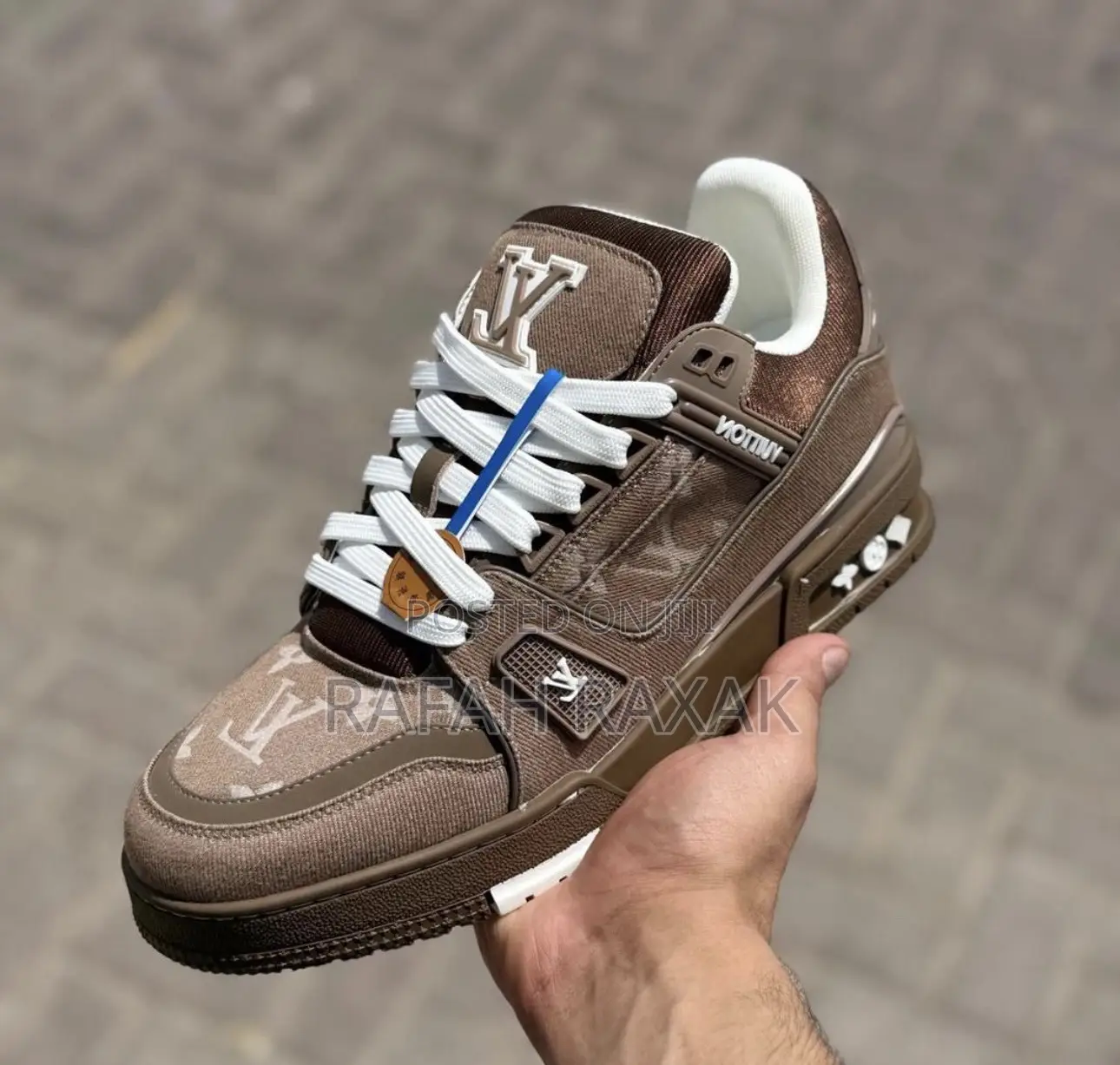 Original Classic Brown Denim Louis Vuitton Lv Trainer Sneakers