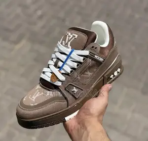 Original Classic Brown Denim Louis Vuitton Lv Trainer Sneakers