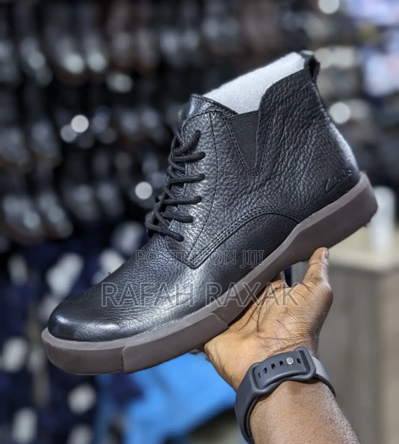Men’S Black Leather Clarks Casual Boots