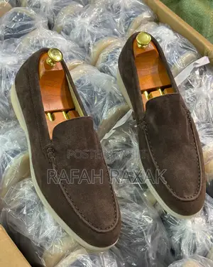 Men’S Classic Brown Suede Loro Piana Loafers