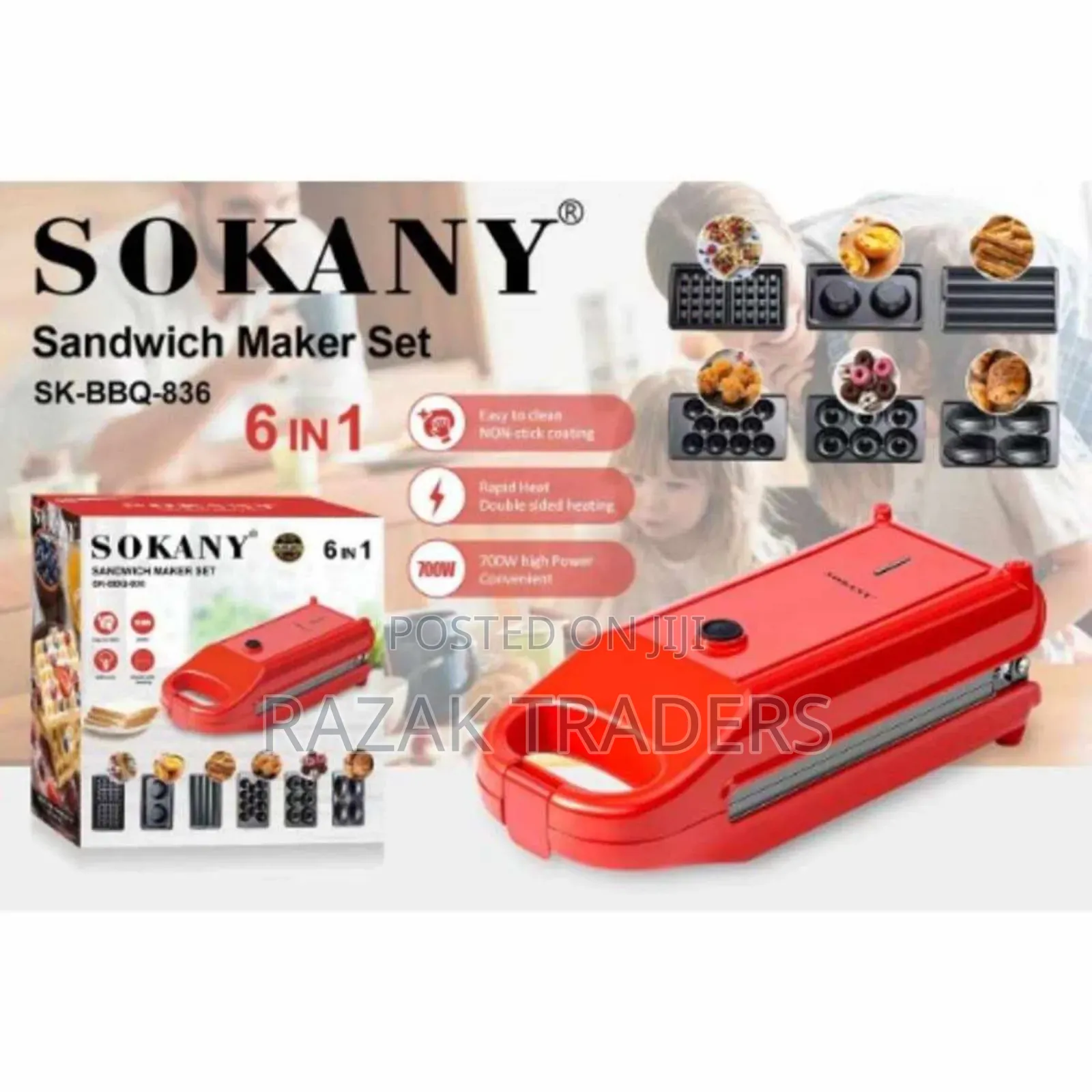 6 in 1 Multi Use 6 in 1 Waffle Maker Set Sk-BBQ-836
