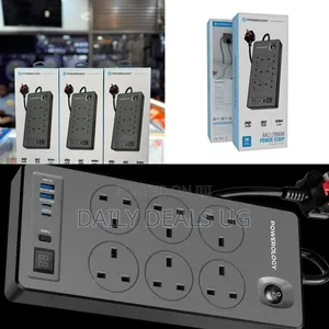 Powerology 6ac 2990w Power Strip Pd 20w - Black
