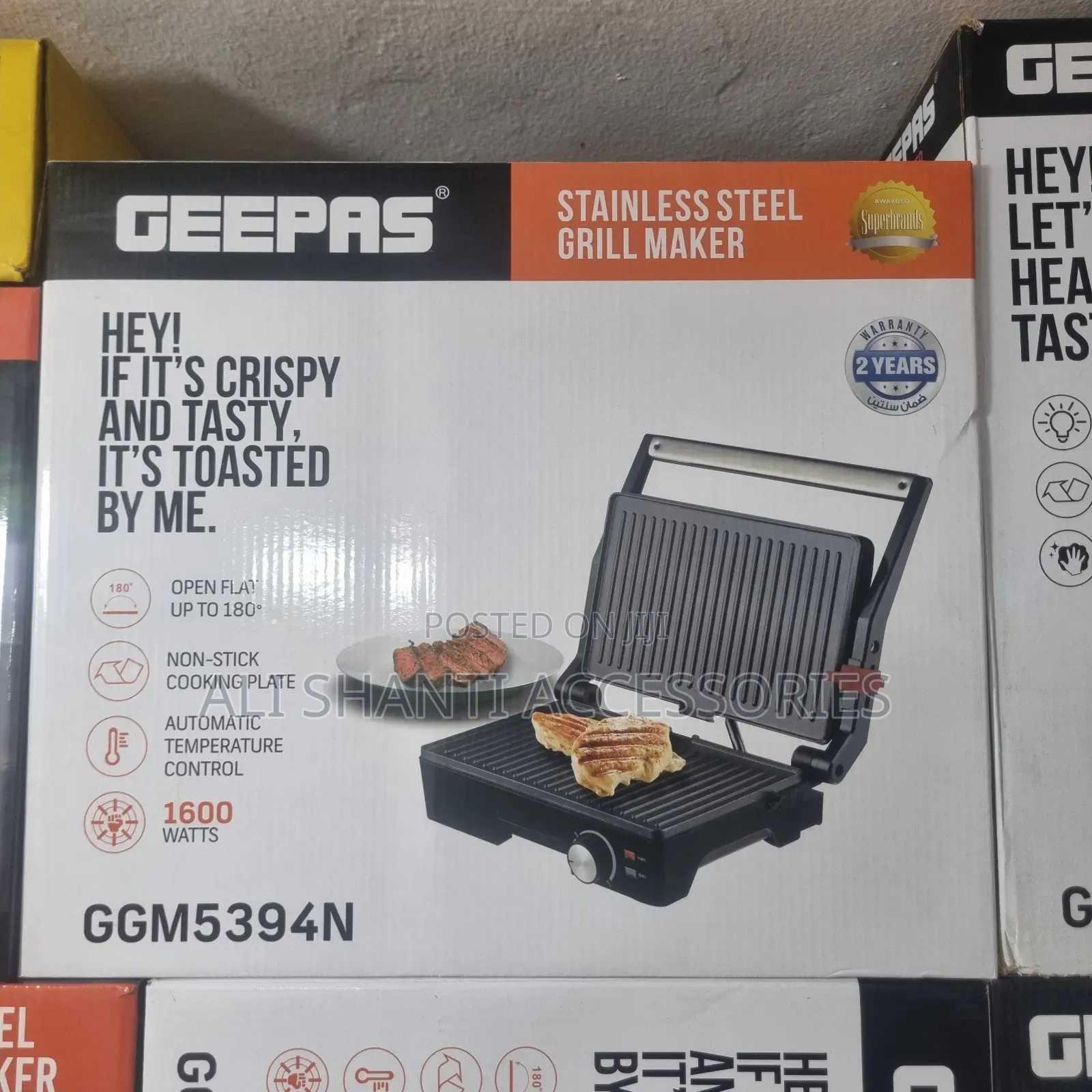 Stainless Steel Grill Maker Geepas 1600w