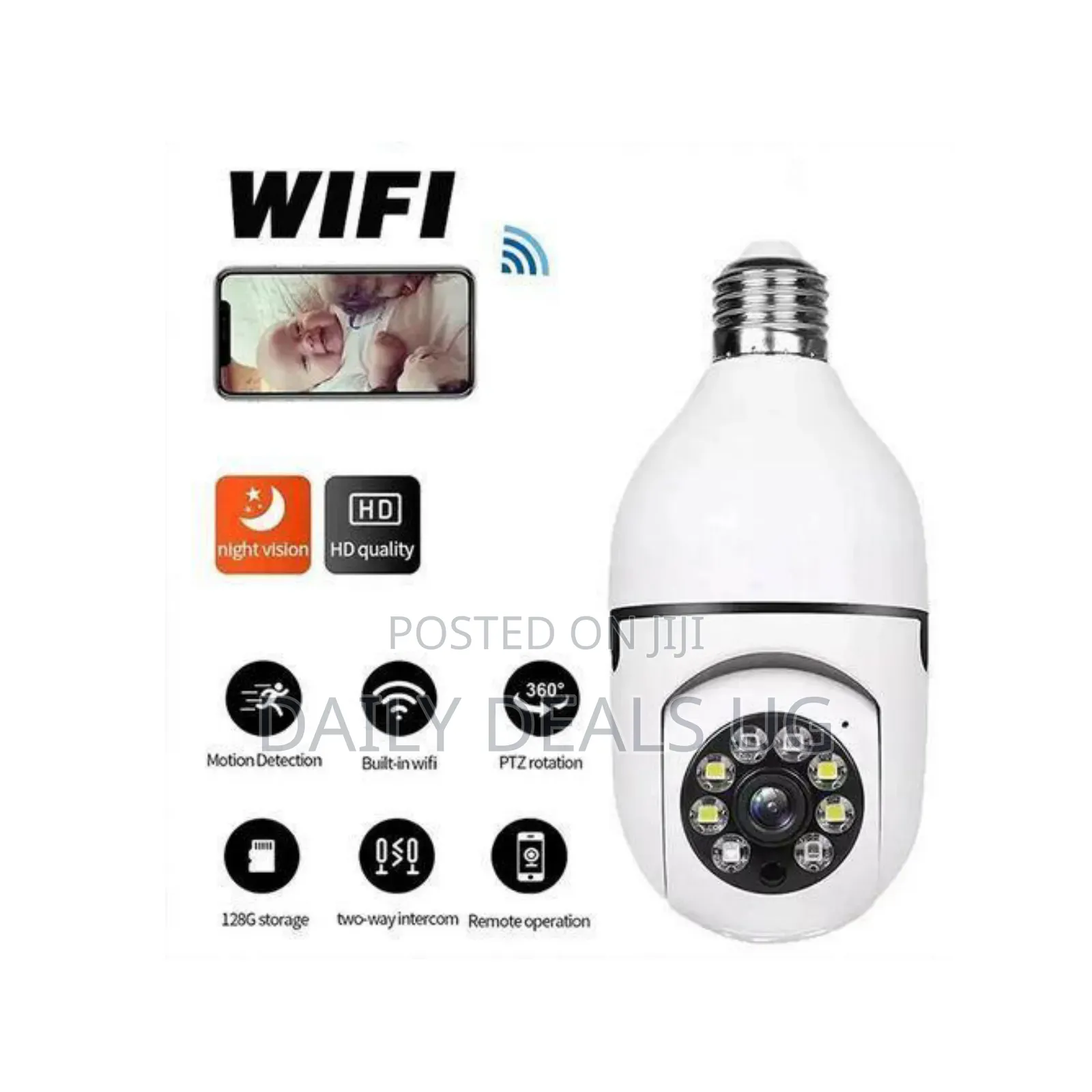 Wireless Wi-Fi Light Bulb Security Camera