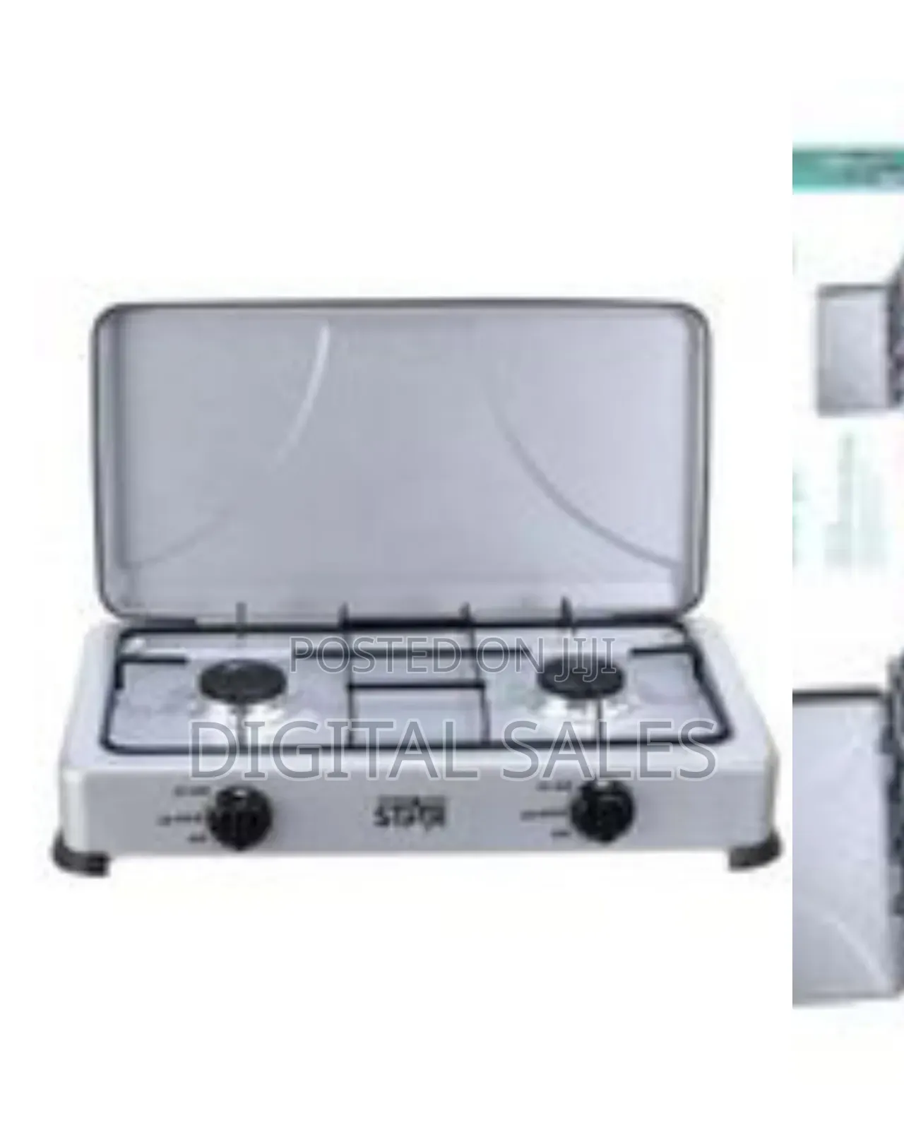 Winningstar 2 Gas Cooking Stove With Lid With Automatic Ignition-Grey