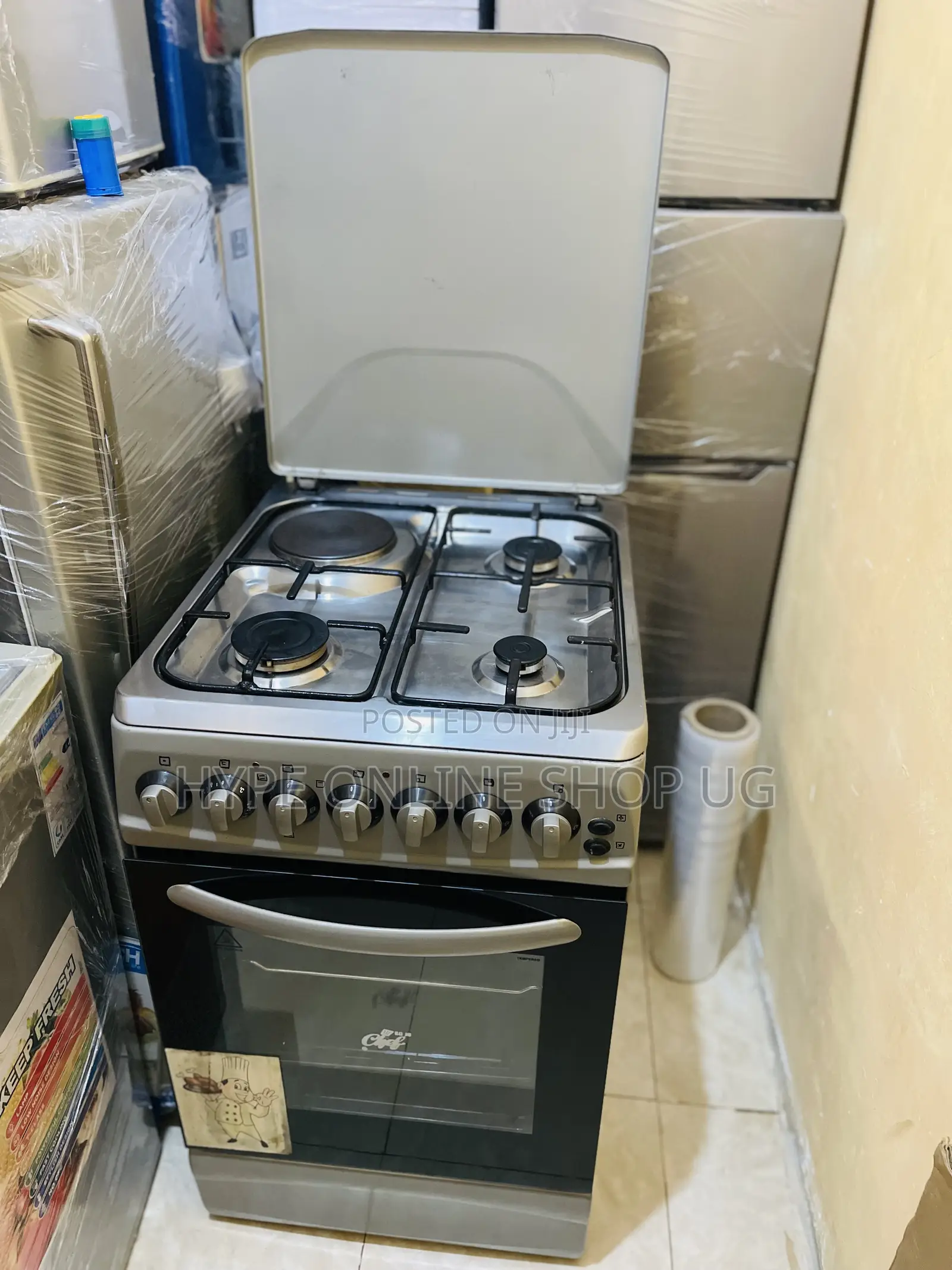 7nobs,Automatic Ignition 3+1 Gas and Full Oven Electric Cooker