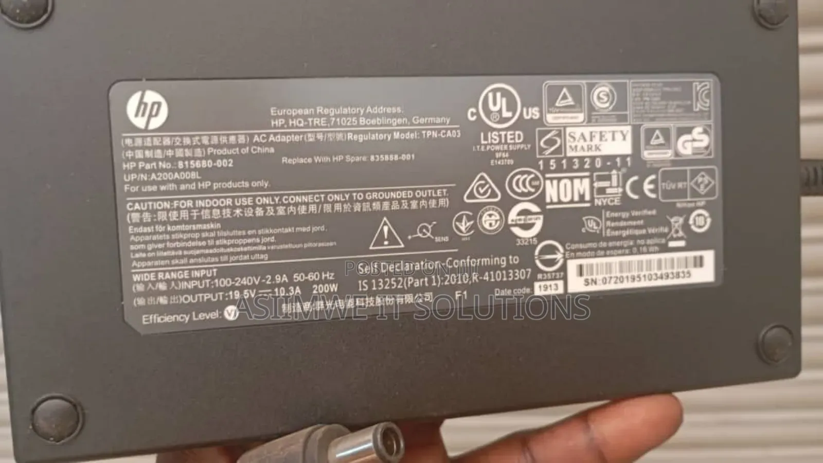 Hp 10.3a Big Pin 200w Smart Ac Adapter