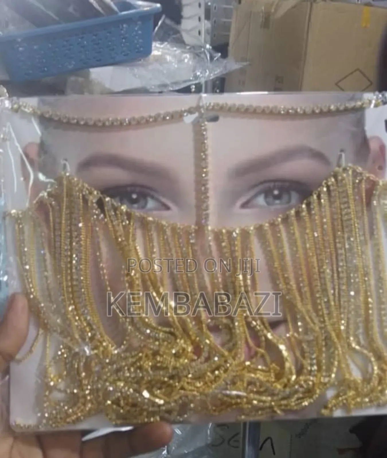 Rhinestone Fringe Masquerade Mask.