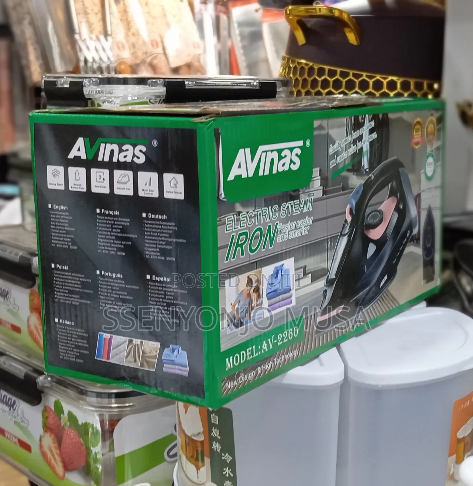 Avinas Electric Steam Iron 3000w – Fast Heating, Smooth Bottom Plate