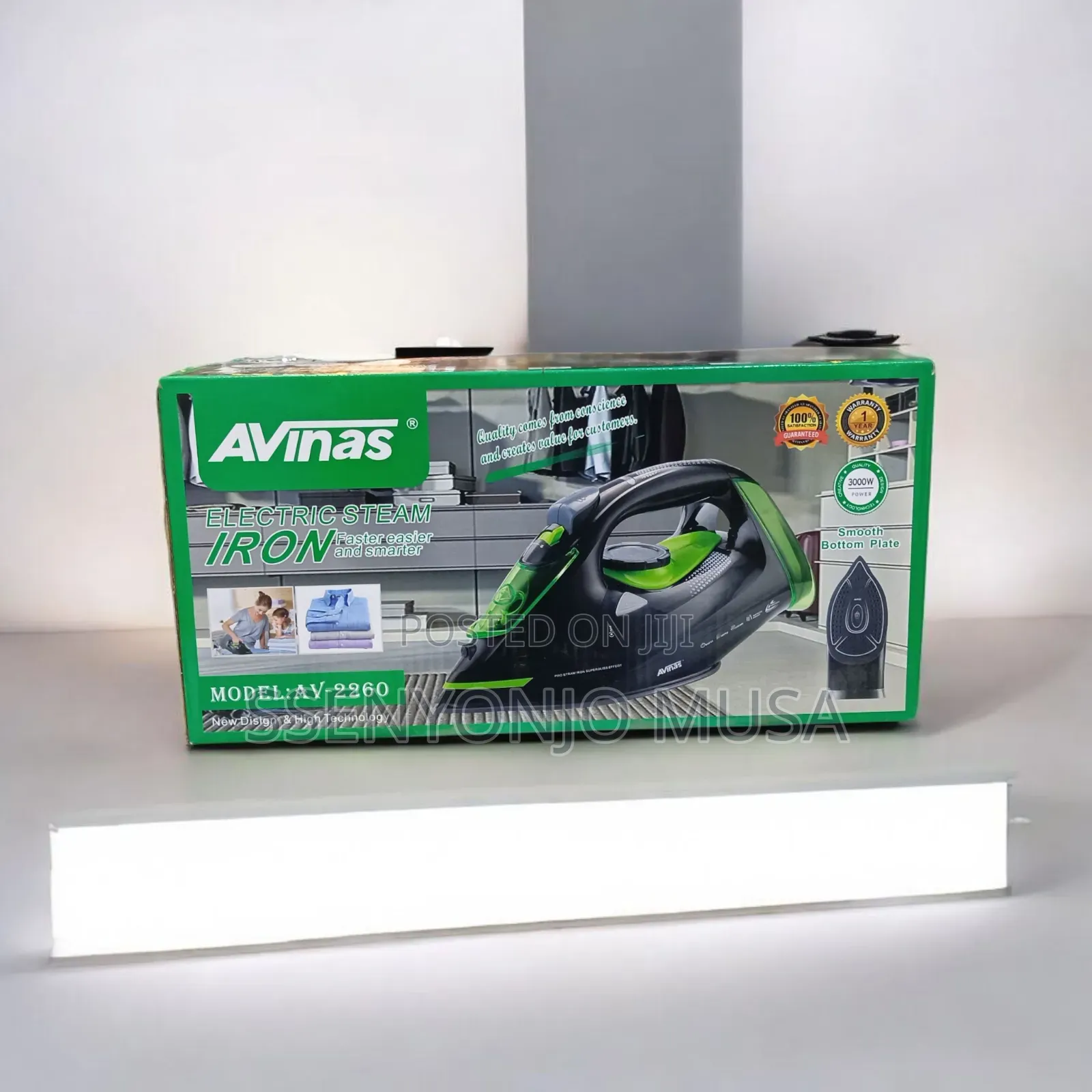 Avinas Electric Steam Iron 3000w – Fast Heating, Smooth Bottom Plate