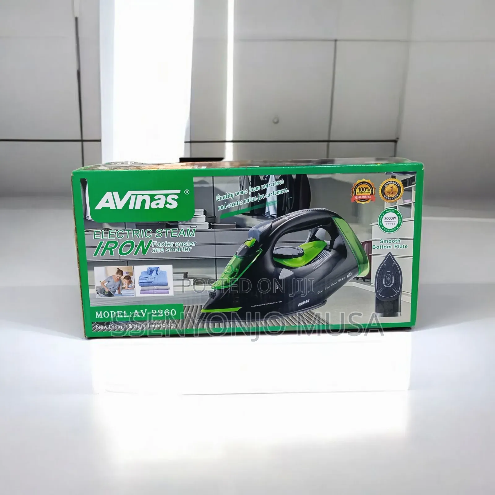 Avinas Electric Steam Iron 3000w – Fast Heating, Smooth Bottom Plate