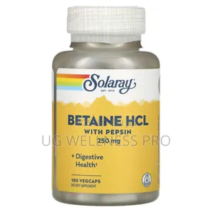 Solaray, Betaine HCL With Pepsin, 250 Mg, 180 Vegcaps