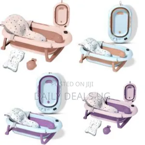 Foldable Baby Bathtube With Cushion Seat, Temperature Sensor