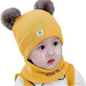 2 PCS Cotton Baby Hat and Scarf Set – Warm Baby Hat and Scarf Set