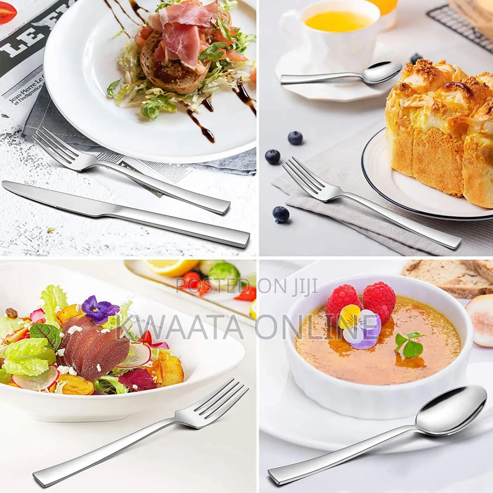 24pc Flatware Cutlery Set Stainless Steel Dinnerware Knife Fork Spoon