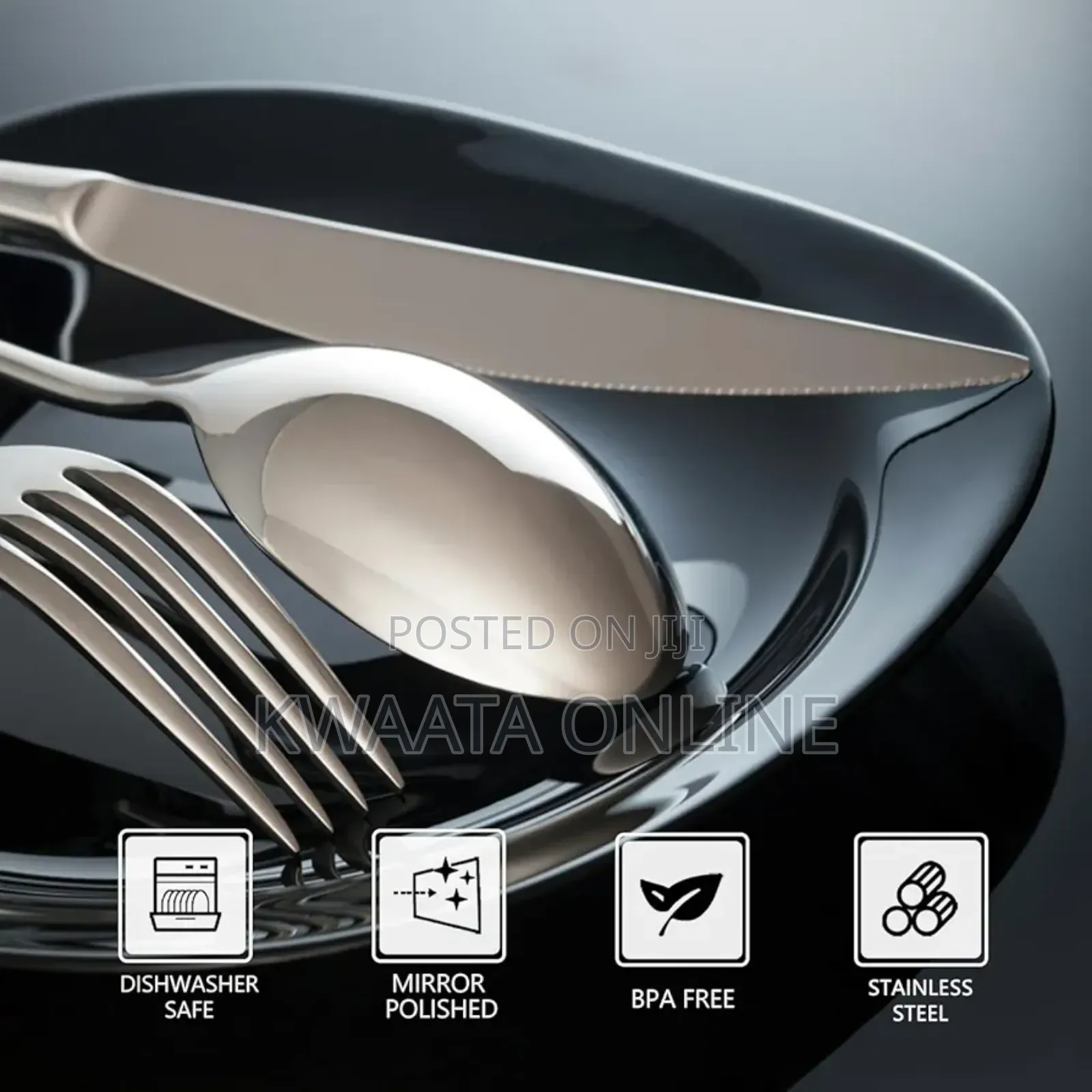 24pc Flatware Cutlery Set Stainless Steel Dinnerware Knife Fork Spoon
