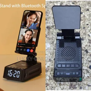 Foldable Phone Stand With Speaker and Digital Clock