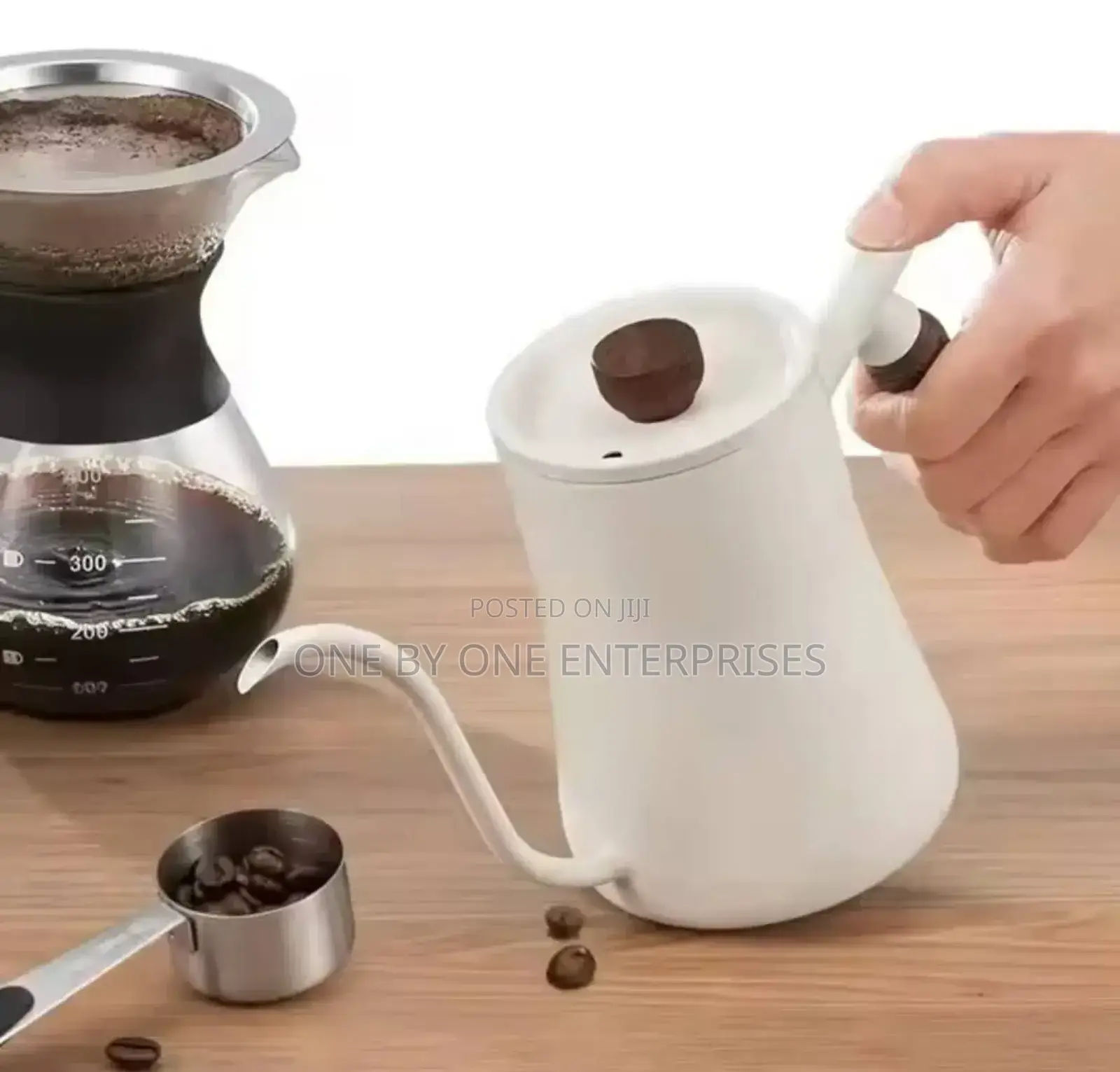 Steel Wooden Handle Coffee Pot Swan Neck Kettle Coffee Maker.