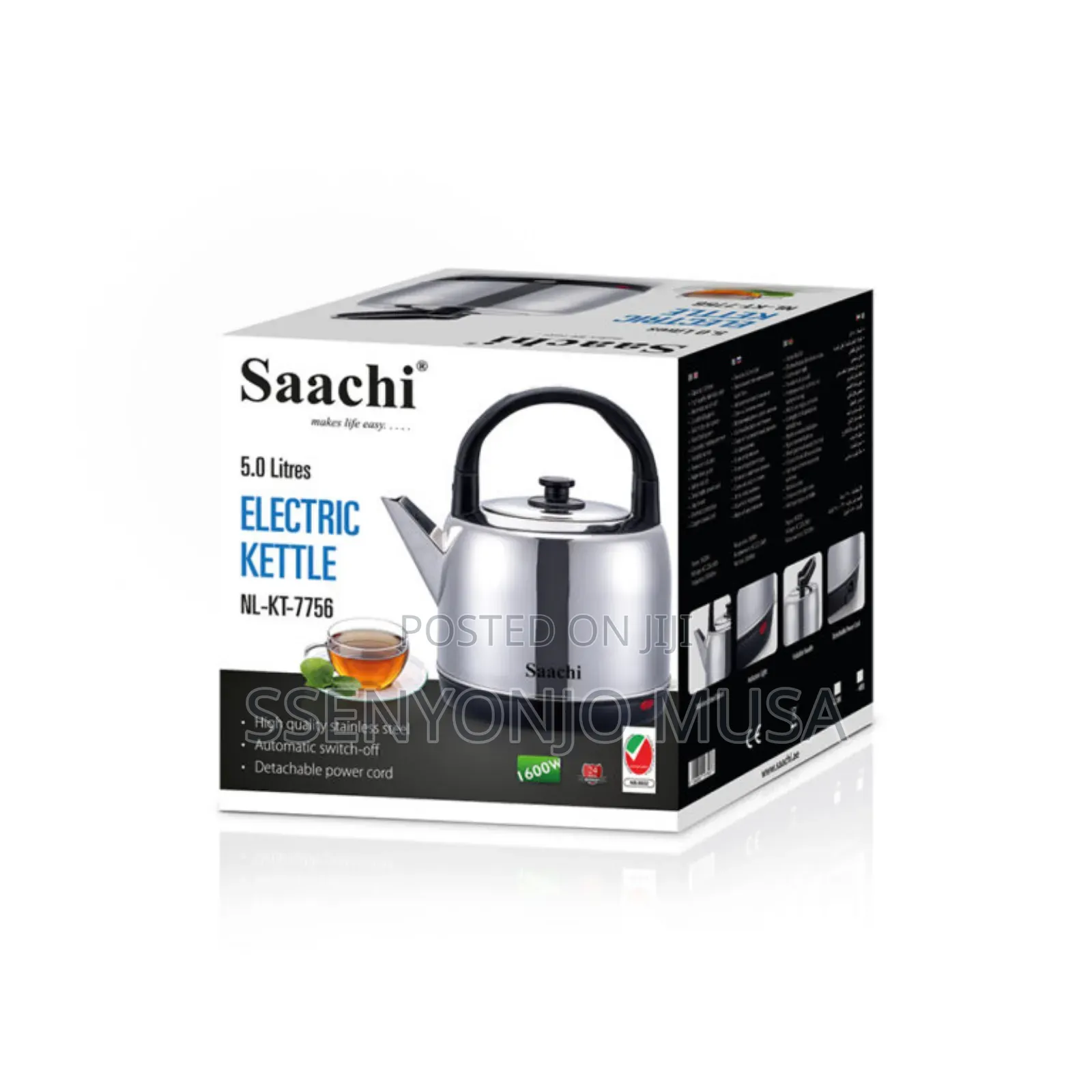 Saachi Nl-Kt-7756 5l Electric Kettle -Rapid Boil, Stainless-
