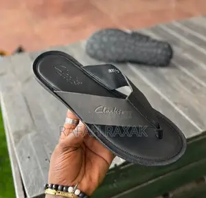 Men’S Black Clarks Leather Sandals