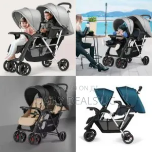 Twin Baby Stroller Can Sit and Lie Baby Carriage Four Wheel Highland