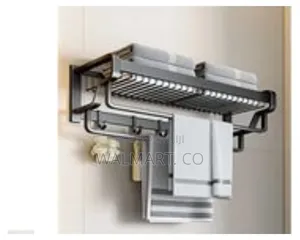 Wall Mounted Kitchen Bathroom Towel Rack Basket Shelf Organizer