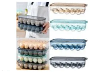 16 Egg Tray Holder for Refrigerator Stackable Organizer Bin
