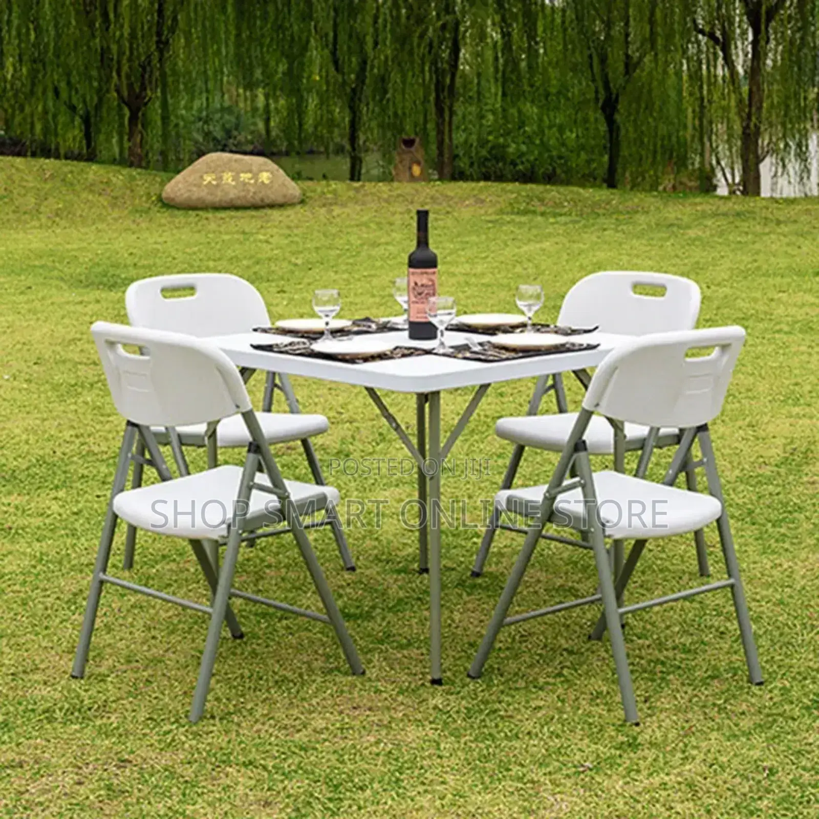Patio Outdoor Plastic Dining Table and Chairs Set