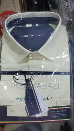 Cream-Colored Monza Italy Men's Long-Sleeve Shirt.