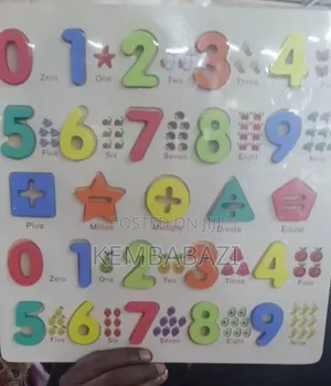 Wooden Number and Math Symbols Puzzle Board