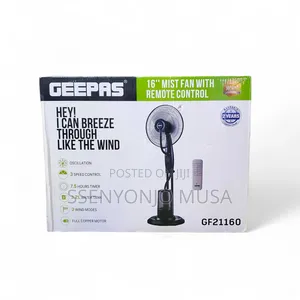 Geepas 16 Mist Fan With Remote Control Gf21160-3 Wind Speeds