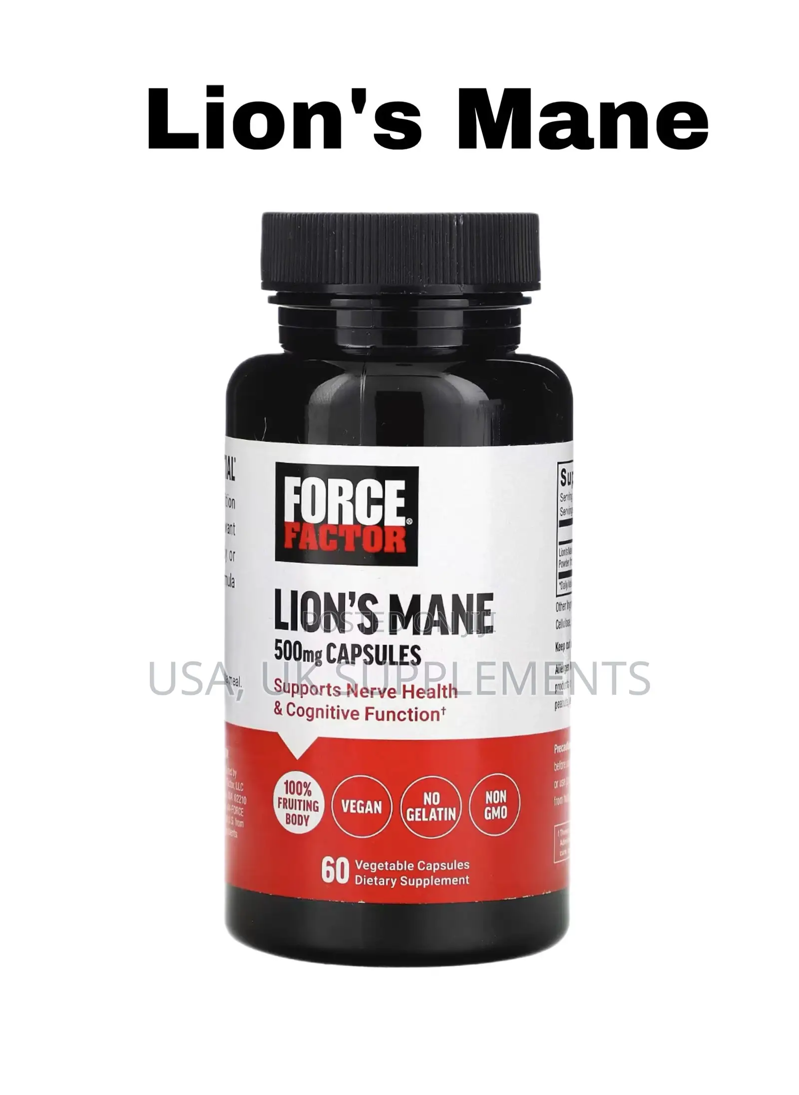 Force Factor 500mg Lion’S Mane 60capsules